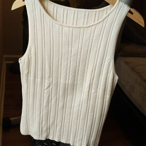 Ann Taylor cream color, silk vertical ribbed tank.